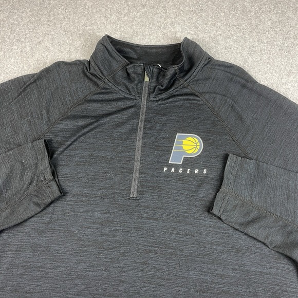 ’47 Other - Indiana Pacers Pullover Mens 2XL Gray 47 Brand 1/4 Zip Mock Striped Pullover NBA